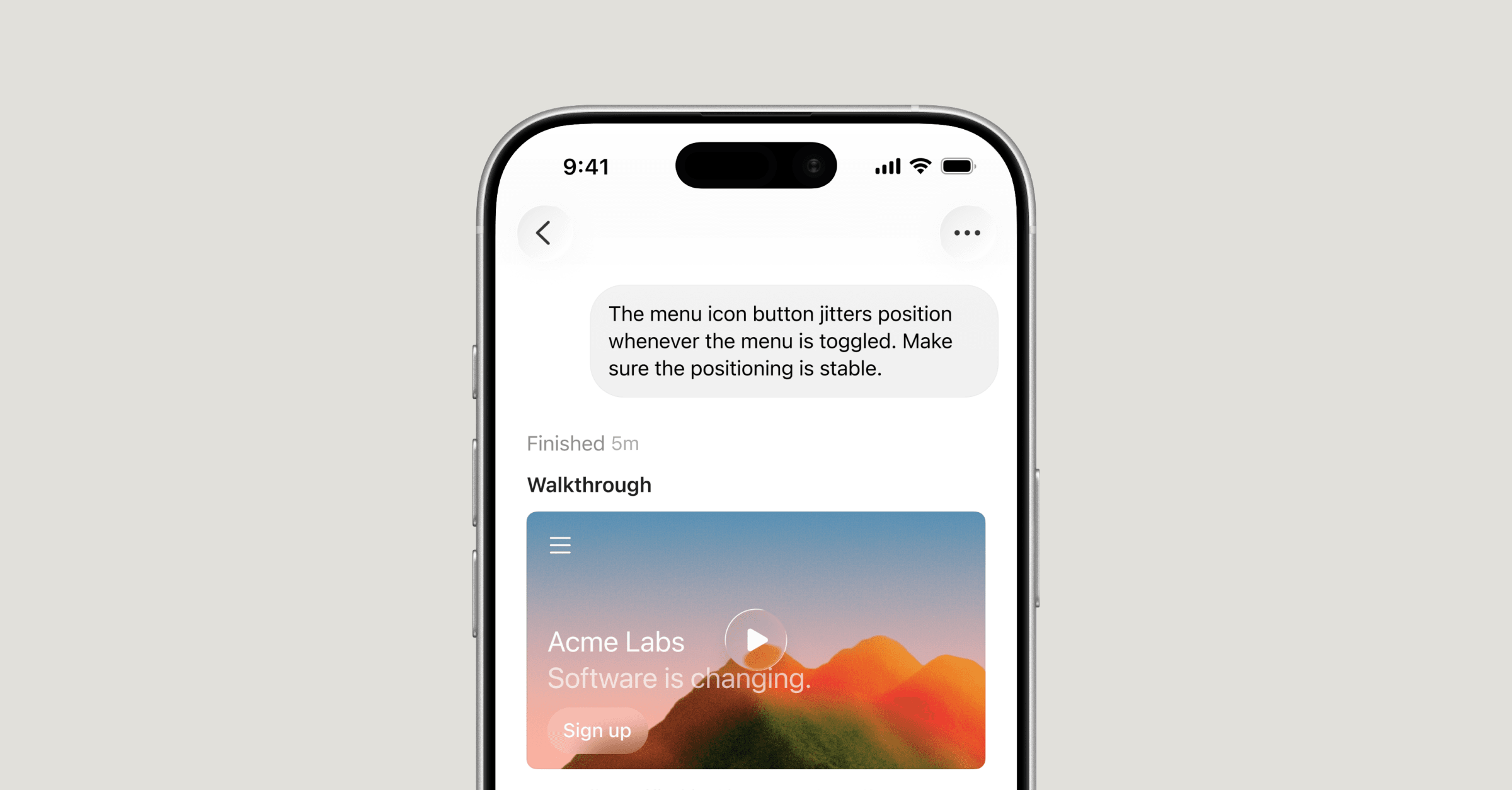 Разработчик запускает агента Cursor с iPhone, пока облачная сессия готовит pull request.