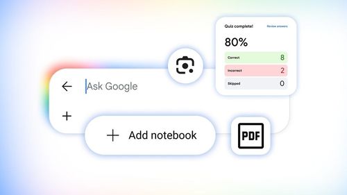 Пять AI-инструментов Google Search для учёбы: интерактивные схемы, квизы, Lens, блокноты Gemini и готовые конспекты.
