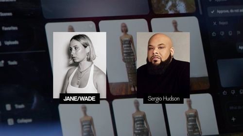 Дизайнеры Jane Wade и Sergio Hudson работают с кастомными инструментами Google Flow перед показом на New York Fashion Week.