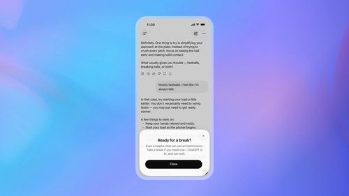 Подросток в ChatGPT видит напоминание о перерыве, рядом экран College Planner со списком вузов и дедлайнами.