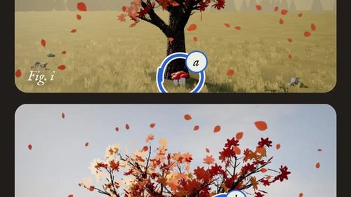 Две почти одинаковые 3D-сцены с кленом на экране мобильной игры, игрок отмечает мелкие отличия между деревьями.